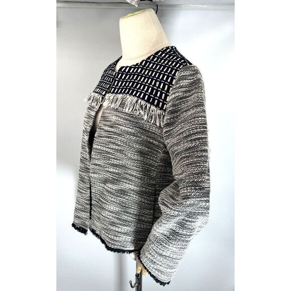 Chico’s Black White Blue Tweed Blazer Jacket Chico's 1 Medium 8/10 - Picture 4 of 16